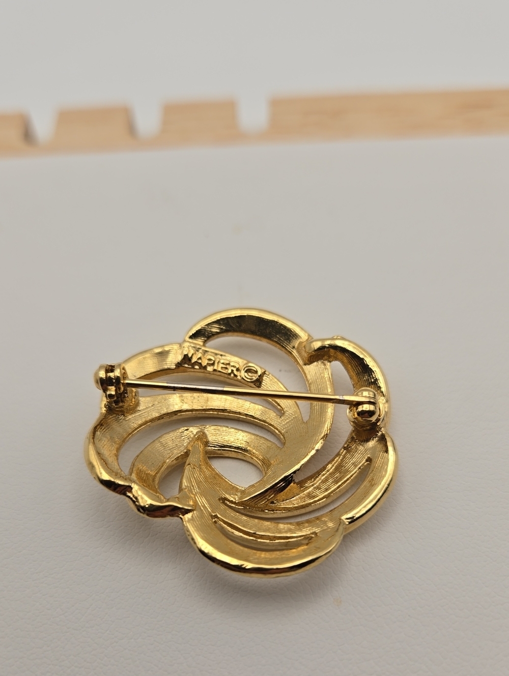 Napier Gold Swirl Knot Brooch - Picture 4 of 10